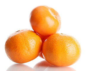 ripe tangerines isolated on white