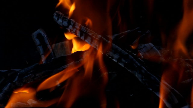 Fire in a fireplace