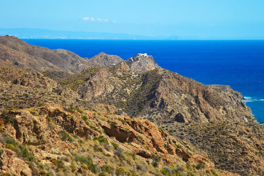 Andalusia coastal landscape. Parque Cabo de Gata, Almeria.