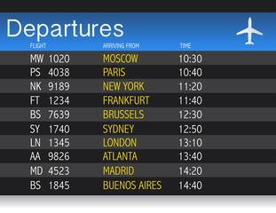 Airport time Departure table