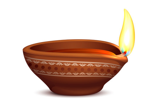 vector illustration of holy diya for Diwali festival