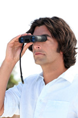 Man with binoculars