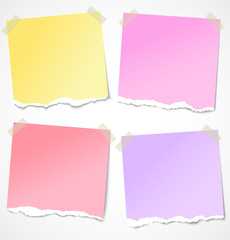 Colorful torn paper stickers, notes and reminders