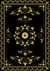 Ornament oriental rugs with golden decor