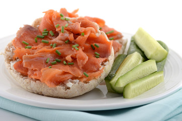 Smoked salmon on english muffin