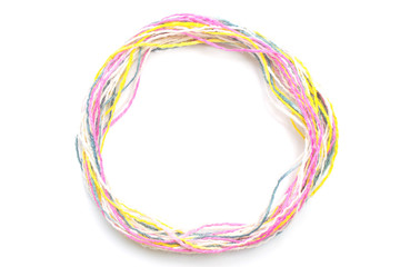 colorful  hemp rope on white background. เชือก