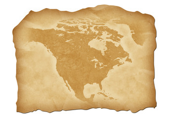 Naklejka premium Vintage map of North America with antiqued edges