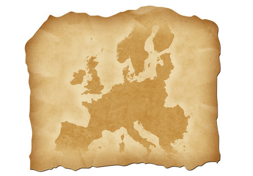 Vintage map of Europe with antiqued edges