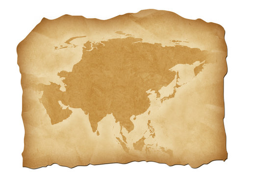 Fototapeta Vintage map of Asia with antiqued edges