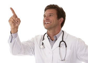 male doctor pointing
