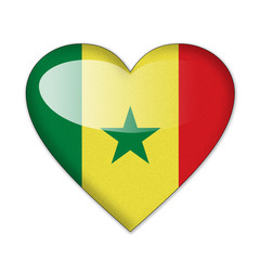 Senegal flag in heart shape isolated on white background