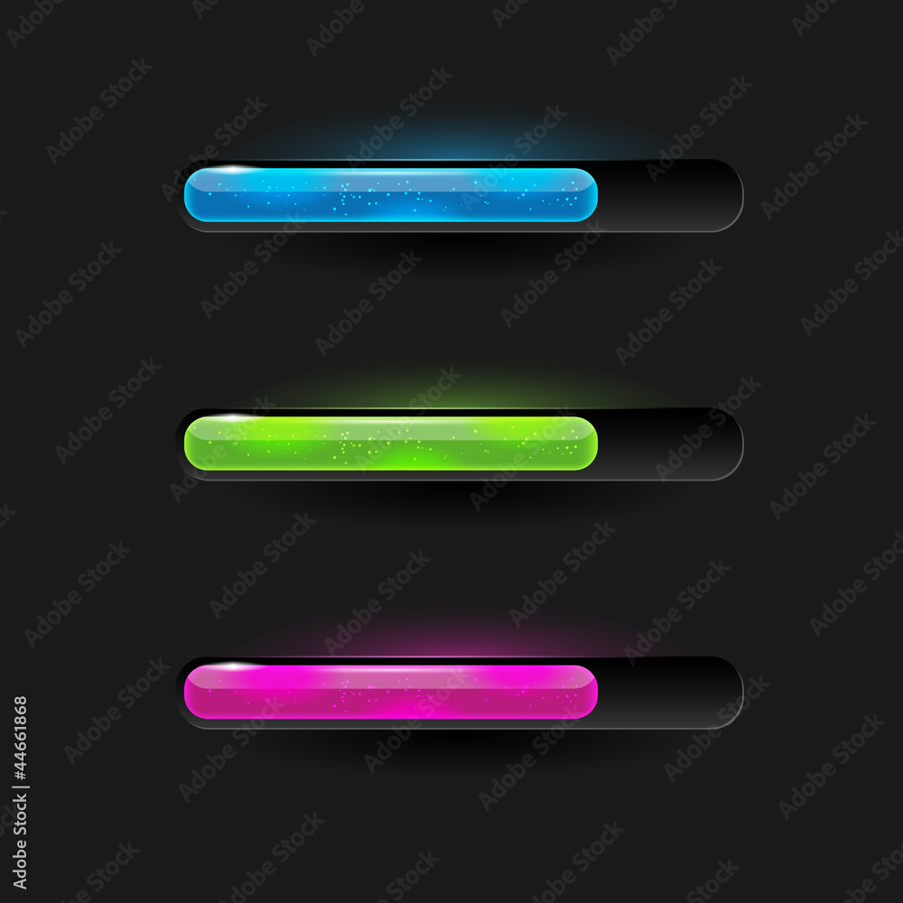 Poster three modern glossy loading bars - vector file
