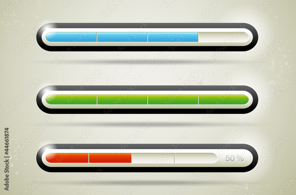 Poster three modern glossy loading bars - vector file
