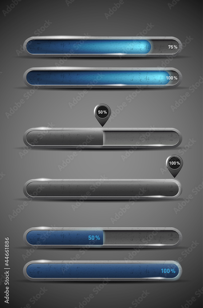 Poster three modern glossy loading bars - vector file