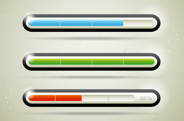 Three modern glossy loading bars - vector file