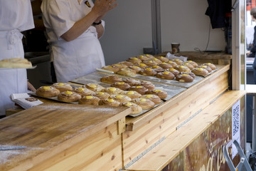 food market in front of bakery