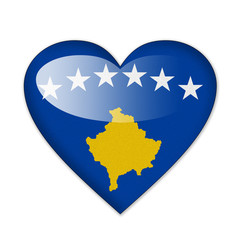Kosovo flag in heart shape isolated on white background