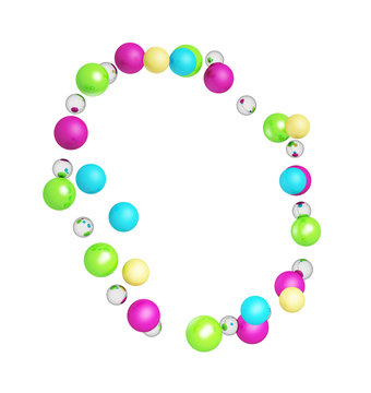 abstract frame made from colorful shining spheres isolated on wh