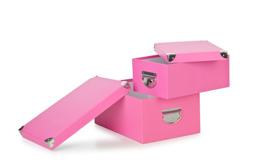 Pink giftboxes isolated on white