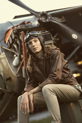 Beautiful woman aviator: vintage photo