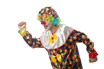 Funny clown on the white