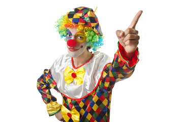 Funny clown on the white