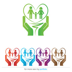 Company (Business) Logo Design, Vector, Heart, Family, Hands