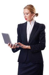 Woman businessman isolated on the white