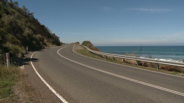 Great Ocean Road highway with lanes near South ocean