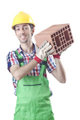 Construction worker isolated on the white