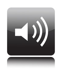Speaker icon on black glossy button