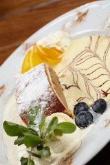 apple strudel with vanilla ice cream