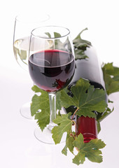 glasses of wine and bottle