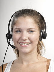 Young beautiful woman,call center worker