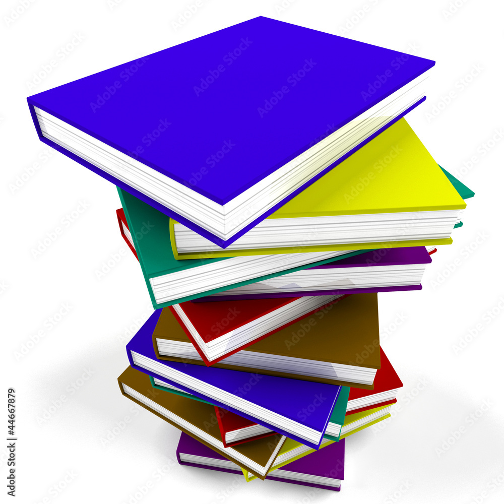 Poster stack of books representing university learning and education