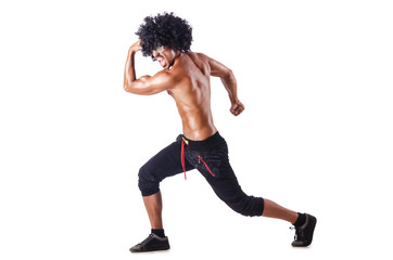 Muscular dancer isolated on white