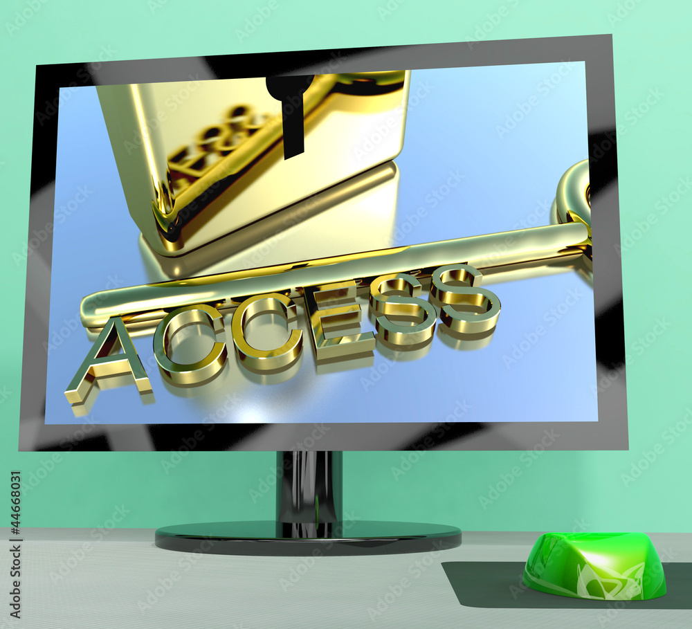 Poster access key on computer screen showing security