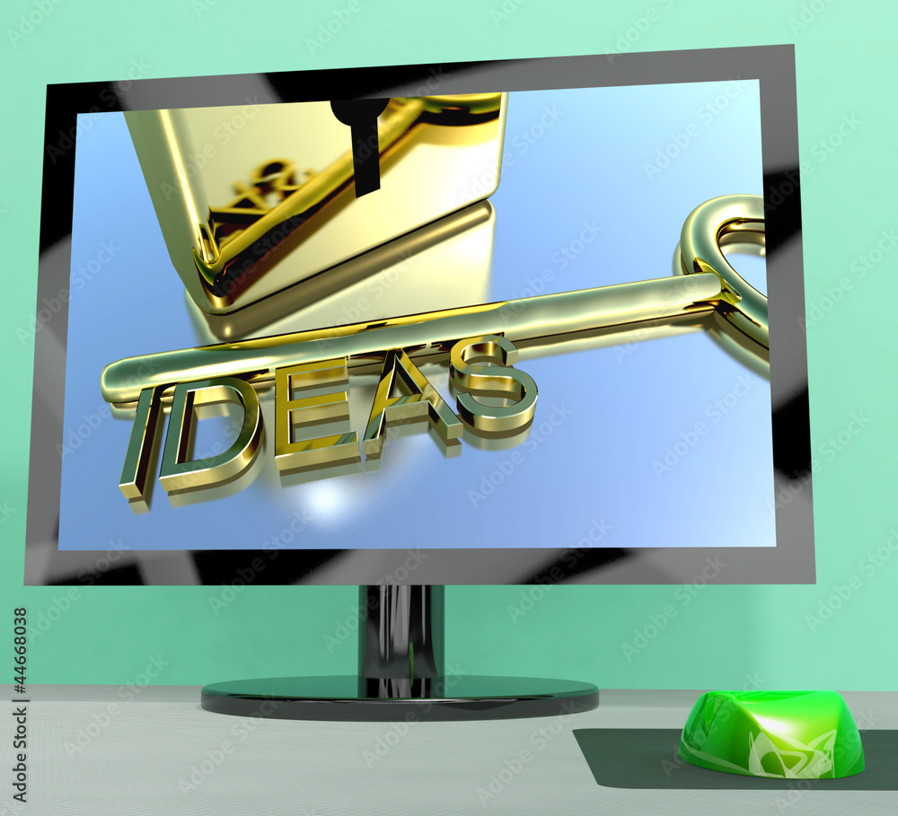Poster ideas key on computer screen showing creativity