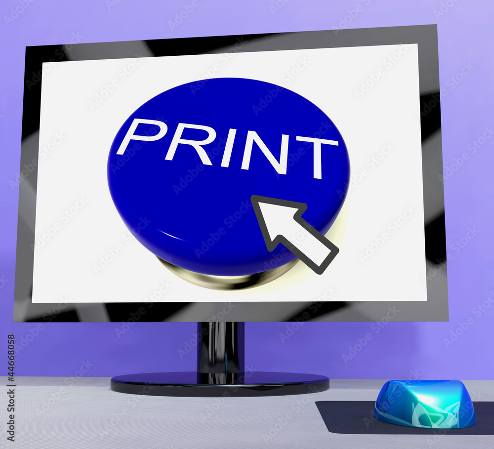 Aufkleber print button on computer for web printout