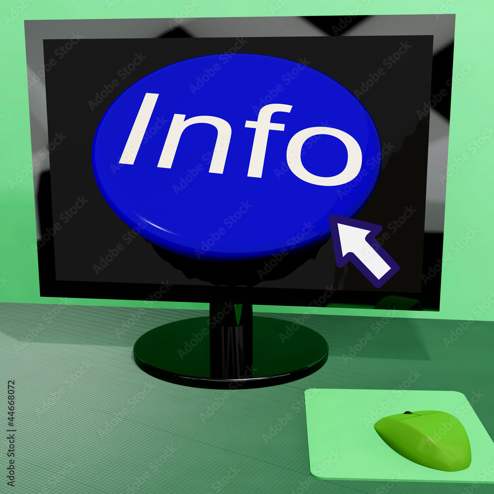 Poster info button on computer shows getting information online