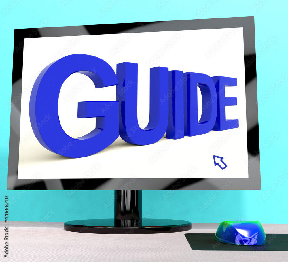 Poster guide word on computer shows guidance or training