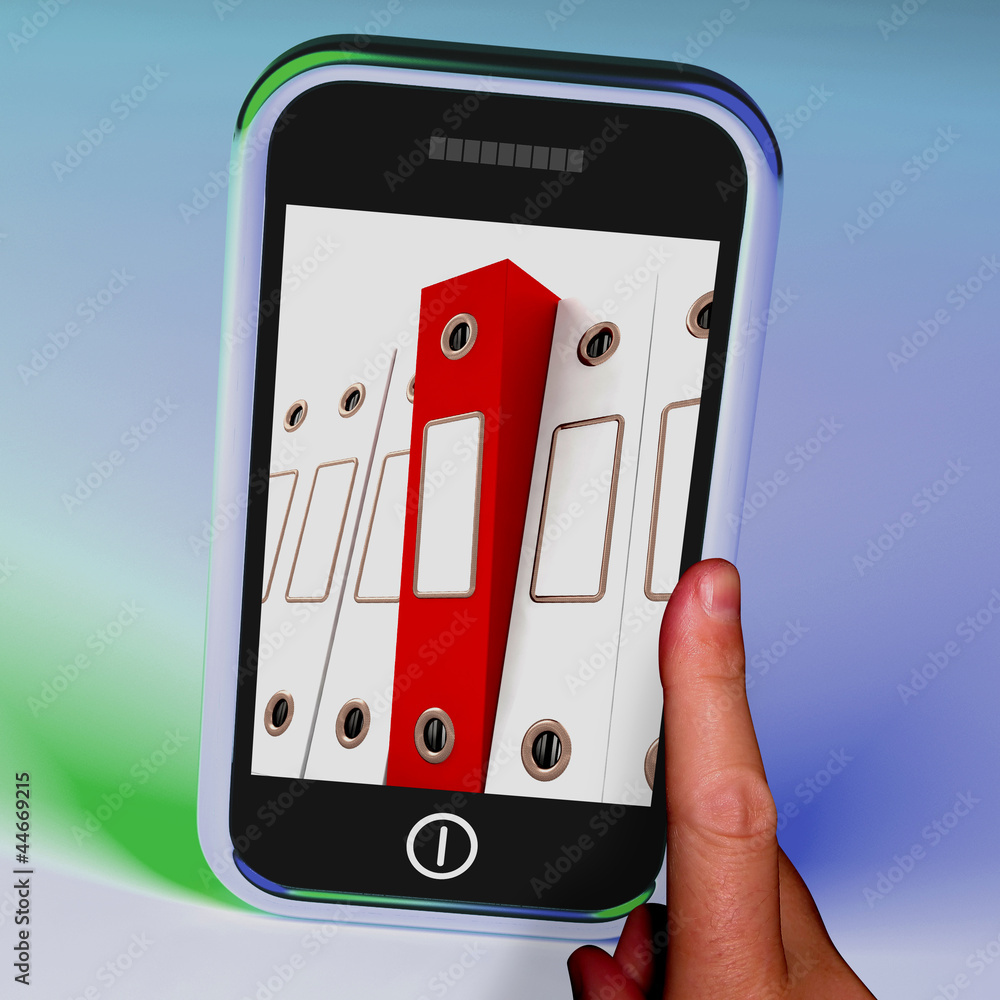 Poster mobile phone with files to show organizing data