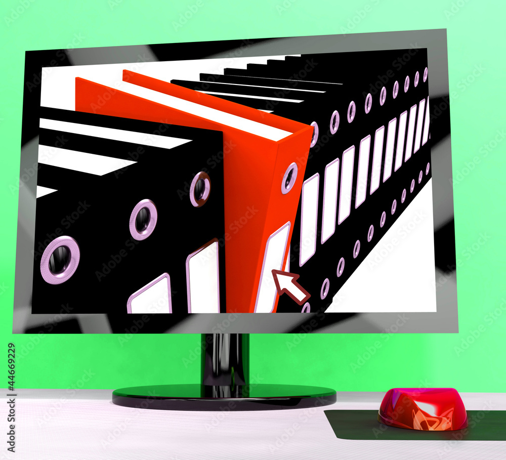 Poster computer with files to show organizing data