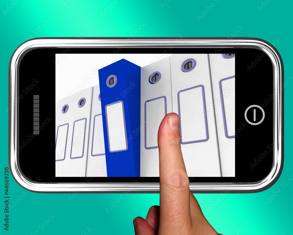 Poster smartphone with files to show organizing data