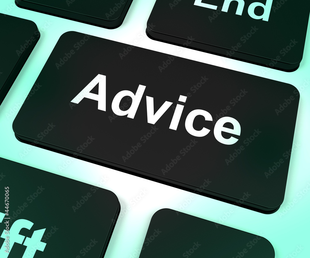 Poster advice computer key showing assistance and help