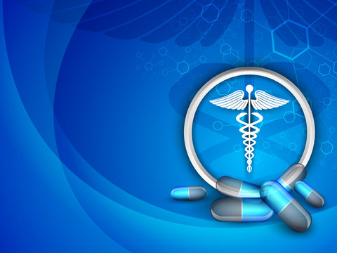 Abstract medical background with 3D caduceus medical symbol. EPS