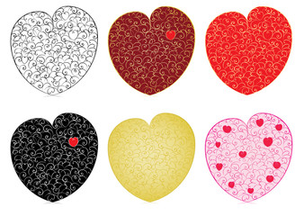 set of valentines made of curves vector illustration