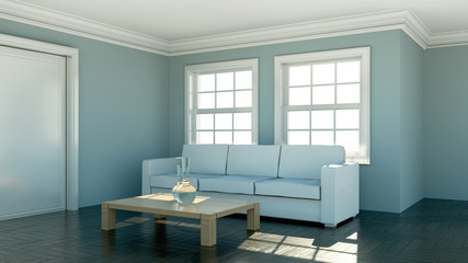 Wohndesign - weisses Sofa im Appartment