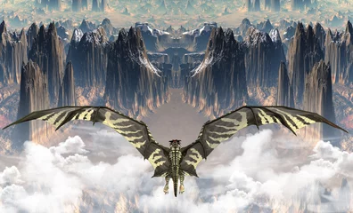 Poster Im Rahmen Fantasieland mit einem Drachen © diversepixel