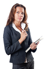 Fototapeta premium Businesswoman isolated on the white